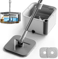 Masthome Mop and Bucket Set,360° Square Spin Mop with Separate Dirty Water System,Versatile Mops for Walls with 64" Extra Long Handle Telescopic,2 Microfiber Pads,Mops for Home Floors Cleaning