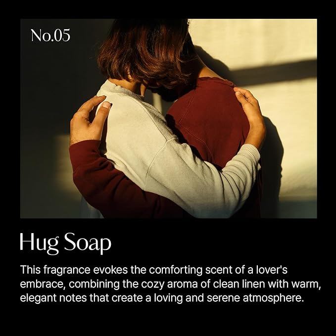 hetras Textile Perfume | Hug Soap - Cozy & Clean Scent | Long-Lasting Subtle Fragrance Wrinkle Release Spray | Travel-Size Linen Freshener | Made with Natural Essential Oils, 2.7 fl. oz.
