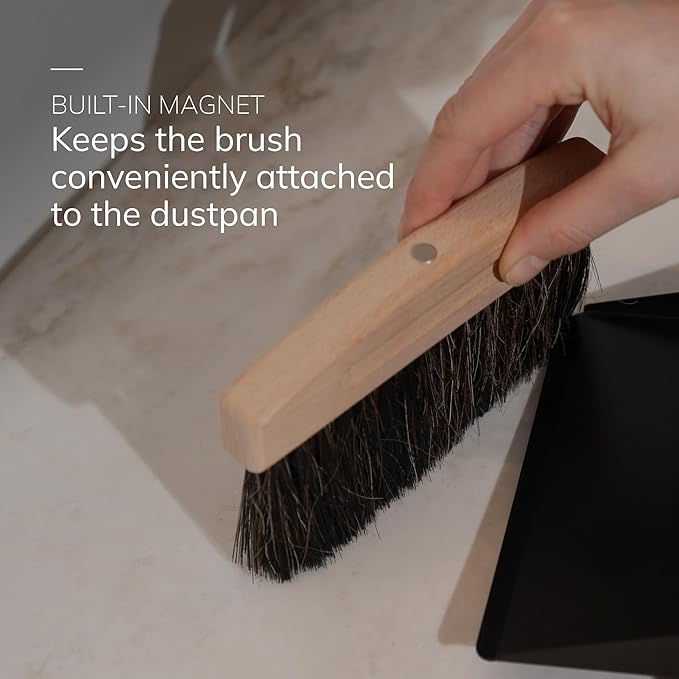 Bamboo Dust Pan & Brush Set, Portable Dustpan & Brush, Perfect For Household Cleaning, Sturdy & Effective Dust Pan, Bamboo Sweeping Brush - Mini