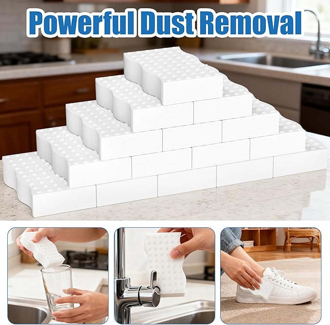 30 Pack Magic Sponges Cleaning Eraser, 2X Density Melamine Sponge,Cleaning Pad for Bathroom,Kitchen,Dish,Furniture, Floor,Wall,Shoe,Cleaner, Non-Scratch Scrub Foam (30)
