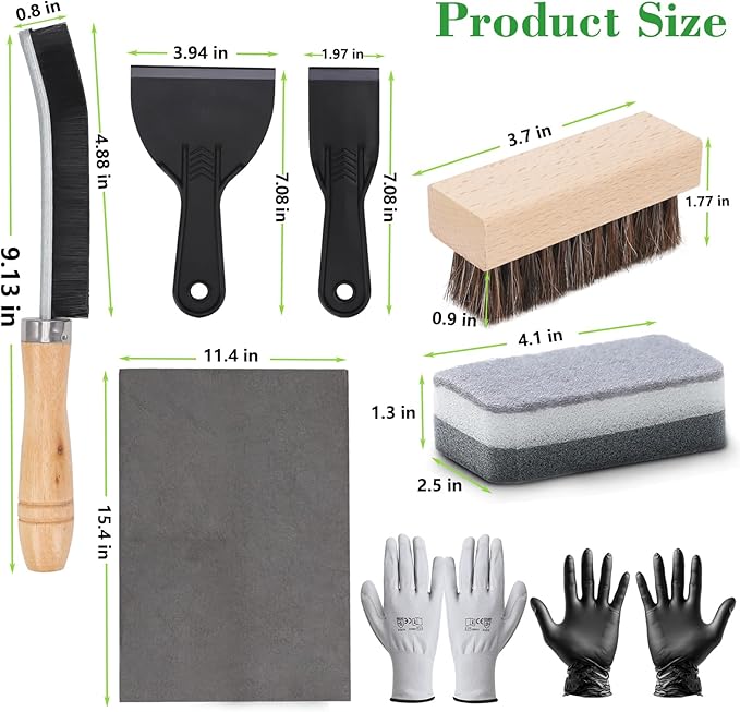 10 Pcs Headstone Cleaner Kit for Grave Cleaning Granite and Stone Daily Cleaner Includes Cloth Bristle Crevice Brush Scrub Brush Cleaning Sponge Disposable & Labor Protection Gloves Plastic Scraper
