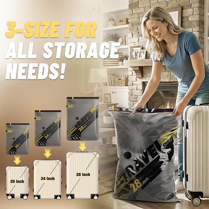 Cordless Vacuum Bags for travel - 20 Pack Rechargeable Wireless Vacuum Seal Bags for Clothing Travel, Space Saver vacuum storage bags with pump for Clothes, Blankets & Luggage Organization