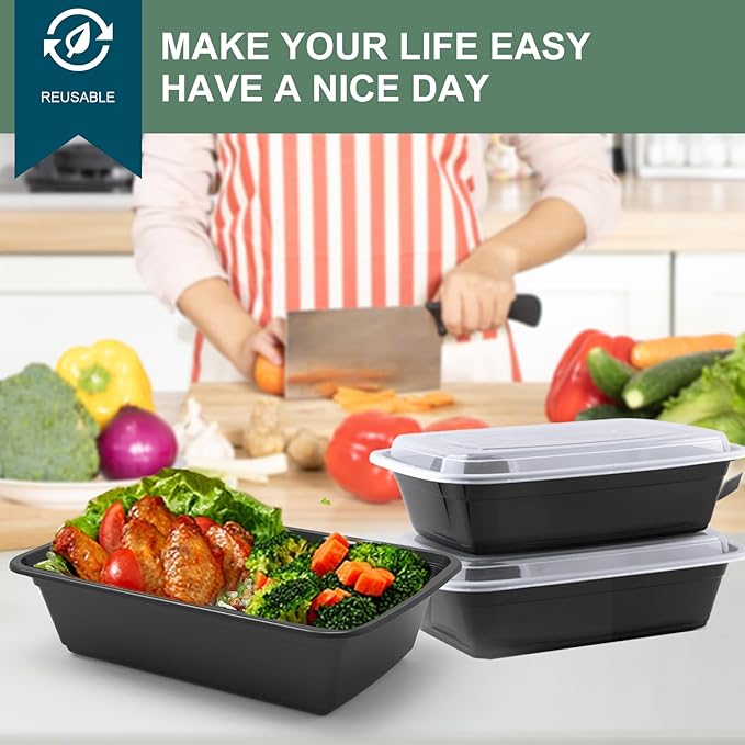 vivigu 50 Pack Meal Prep Containers 38 oz, Leakproof To Go Food Containers, Disposable & Reusable Food Prep Containers for Takeout, Food Storage Containers BPA-Free, Microwave/Dishwasher/Freezer Safe