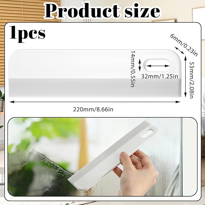 8.6" Bathroom Squeegee Kitchen Countertop Squeegee for Shower Small Silicone Squeegees for Glass Doors Window Cleaning Scraper for Mirror Sink Counter Bathroom, White Grey