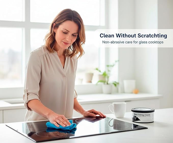 US-based supplier – Original 12010030 Glass Cooktop Cleaner for Electric & Induction Cooktops – 𝐁𝐎𝐒𝐂𝐇 Cooktop Cleaning Cream – Removes Grease, Burnt-On Residue & Stains (2, 12 ounce)