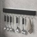 Kitchen Utensil Hanger Wall Mounted Hooks, No Drilling Removable and Adjustable Hooks Kitchen Rail with 8 Hooks for Hanging Cooking Utensils, Mugs, Spoons (12 Hooks)