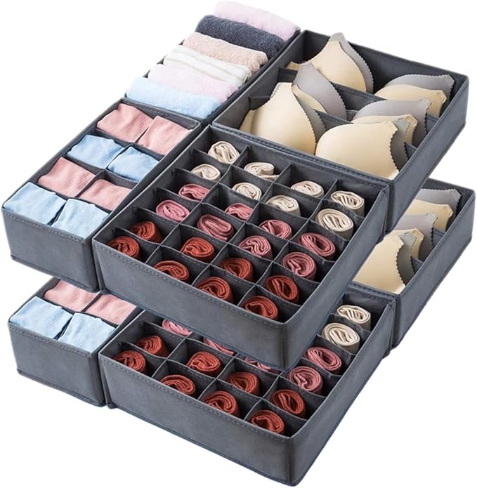 Dresser Drawer Organizer 8 Pack Clothes Underwear Sock Storage Light Gray Drawer Dividers Grey Foldable Closet Organizer Storage Box Dresser Drawer Organizers