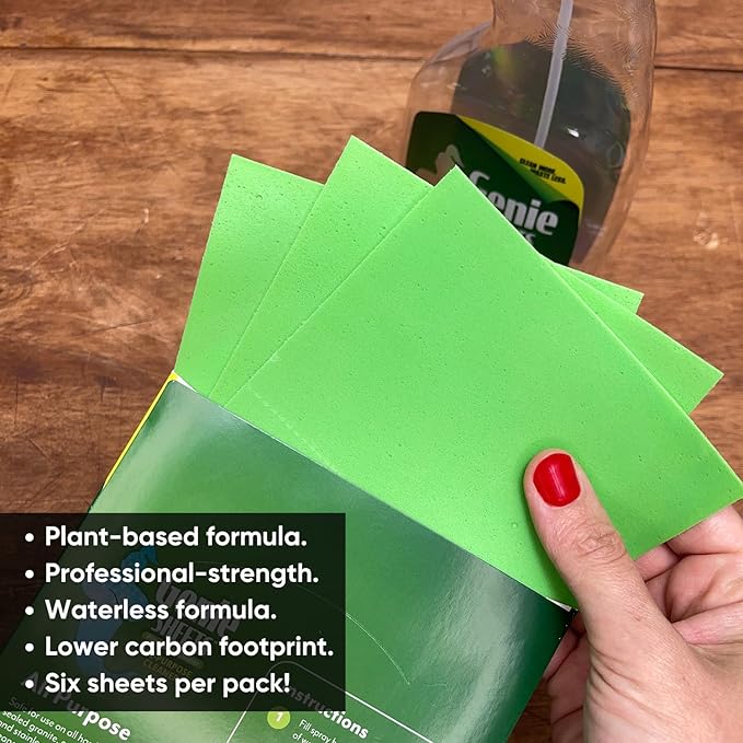 Genie Sheets All Purpose Cleaner | 1 Bottle with Sprayer + Concentrate Makes 6 24oz Refills | Professional-Strength | Just Add Water | Sustainable Eco-Friendly Plant-Based