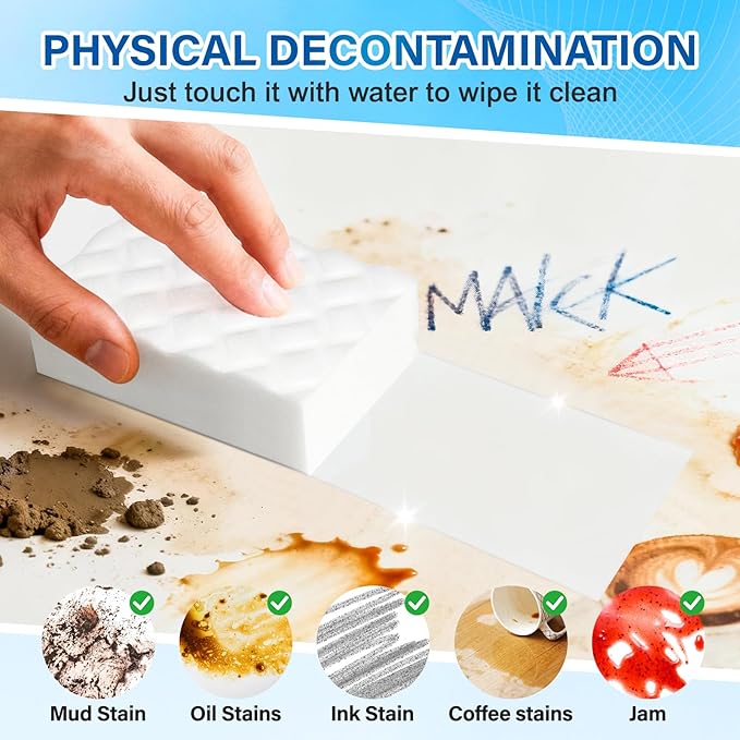 Magic Sponges Cleaning Eraser, 30 Pack 2X Density Stronger Melamine Sponge Foam Pads, Multi-Functional Household Cleaner Dish Sponge, Cleaning Supplies for Kitchen, Bathroom, Floor, Sink,Wall Cleaner