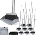 Tioncy 8 Set 16 Pcs Broom and Dustpan Set 53 Inch Broom with Dustpan Combo with Long Handle Upright Stand up for Office Home Kitchen Lobby Floor Cleaning