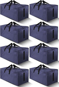 HOMESURE 8 Pack Large Strong Moving Bags with Zippers & Carrying Handles - Water-Resistant - Heavy Duty Storage Tote for Space Saving, Fold Flat, Alternative to Moving Box (Blue)