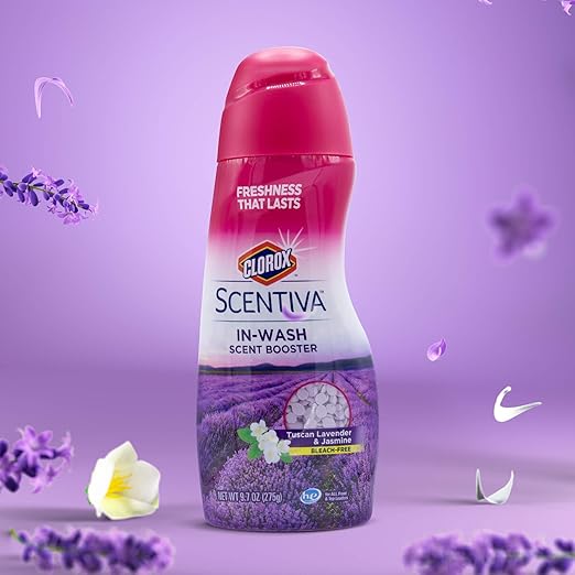 Clorox Scentiva Scent Booster Beads Laundry Freshener, Tuscan Lavender & Jasmine - In-Wash Fragrance Booster for Clothes, Odor Eliminator, Long-Lasting Fresh Scent Beads - 9.7 Ounce