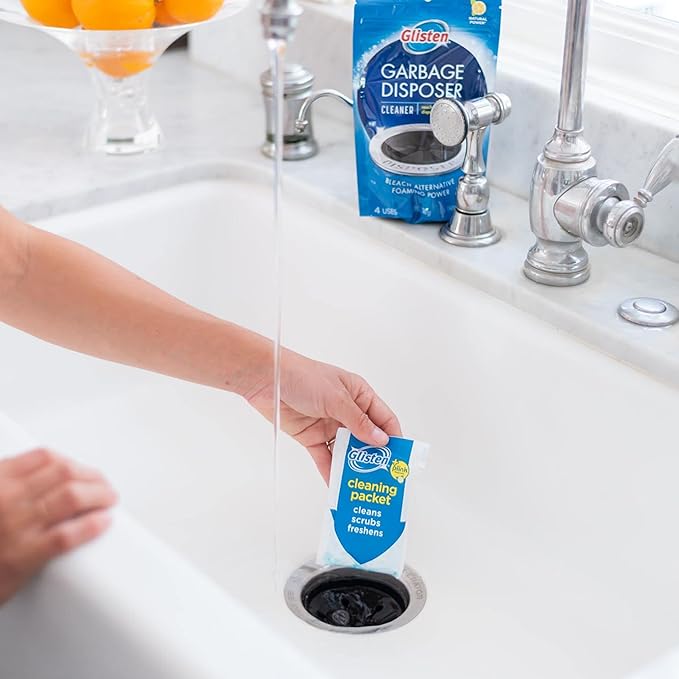 Glisten Garbage Disposer Cleaner and Freshener, Sink Disposal Odor Eliminator with Foaming Action, Lemon Scent, Made in the USA, (Pack of 2)