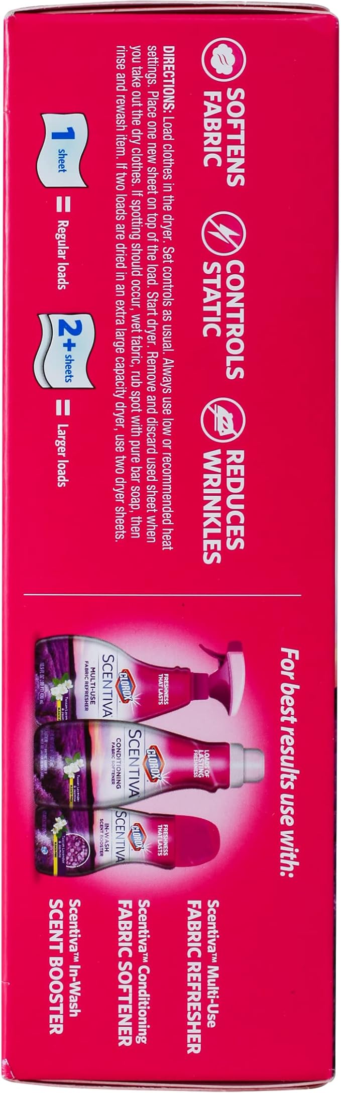 Clorox Scentiva Fabric Softener Dryer Sheets, Tuscan Lavender & Jasmine Scent - Wrinkle Reducing Scented Softening Laundry Dryer Sheets for Great Smelling Clothes, 105 Count
