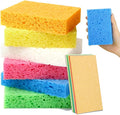 6 Pcs Kitchen Sponges for Dishes Cleaning, Non Scratch for Non Stick Cookware, Compressed Natural Cellulose Sponges, Dish Washing Scrubbers, Scrubbing Pads for Household, Bathroom (Multicolor)