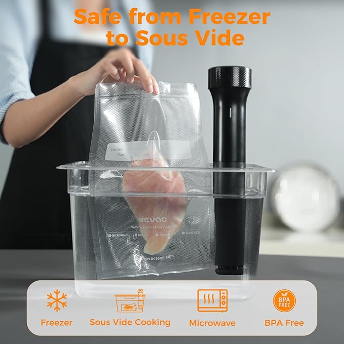 Wevac Vacuum Sealer Bags – 50 Count (8″×12″), Heavy-Duty BPA-Free Food Storage Bags, Puncture-Resistant, Freezer & Sous Vide Safe, Compatible with All Vacuum Sealers