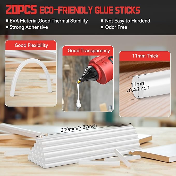 MtiolHig100W Hot Glue Gun Compatible with Milwaukee 18v Battery, Wireless Battery Powered for 18v Battery, Heavy Duty Full Size Glue Gun with 20pcs 0.43'' Glue Sticks for Crafts DIY & Repairs