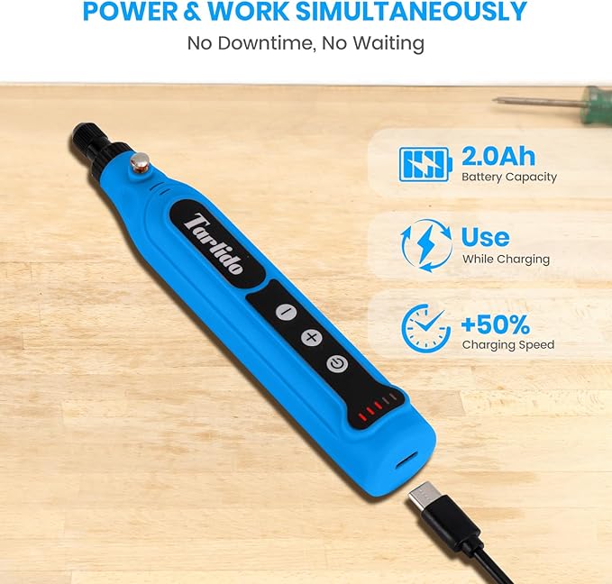 Cordless Rotary Tool, Rotary Tool 4V, 5-Speed, 2.0Ah Capacity and Fast Charging, 31 Pcs Accessories, Lightweight, Ideal for Crafter and DIY Project, Blue