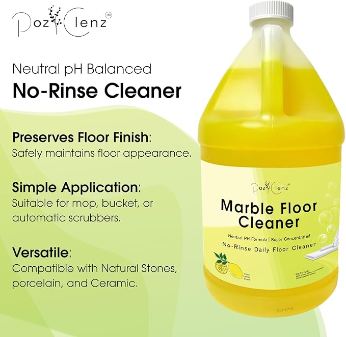 Marble & Stone Floor Cleaner | Concentrated Daily Formula (1 Gallon) | pH Neutral, Streak-Free | Safe for Marble, Travertine, Limestone, Granite, Terrazzo & More | Cleans & Refreshes.