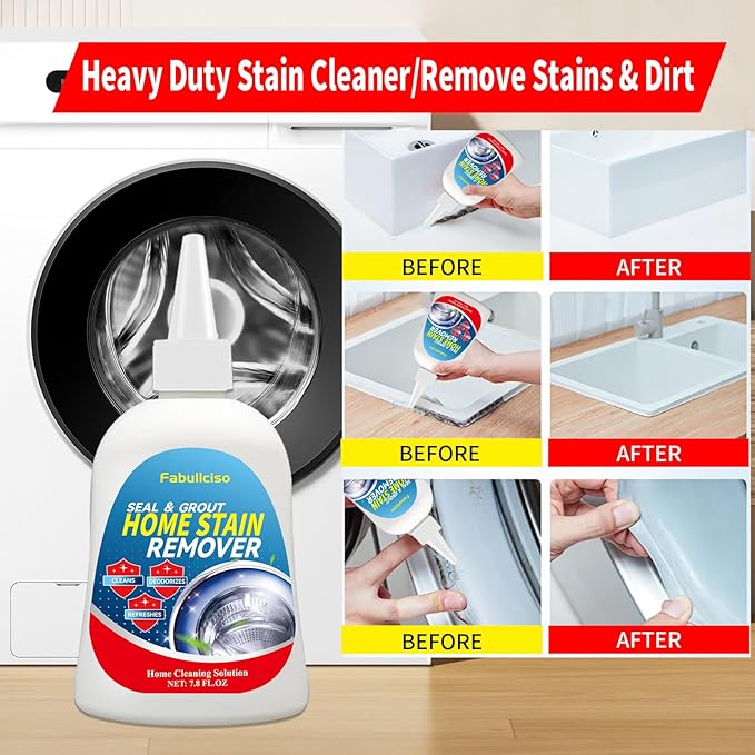 Home Stain Remover Gel – Stubborn Stain Cleaner No Harsh Scrubbing Required (Front Loader Washing Machine Seal Washing Machine Seals, Sinks & Tiles | No-Slip Formula | 8H Penetration)