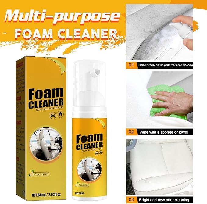 2PCS Foam Cleaner, Multipurpose Foam Cleaner, All-Purpose Cleaners for Car, Leather, Suitable for Car(100ml*2)