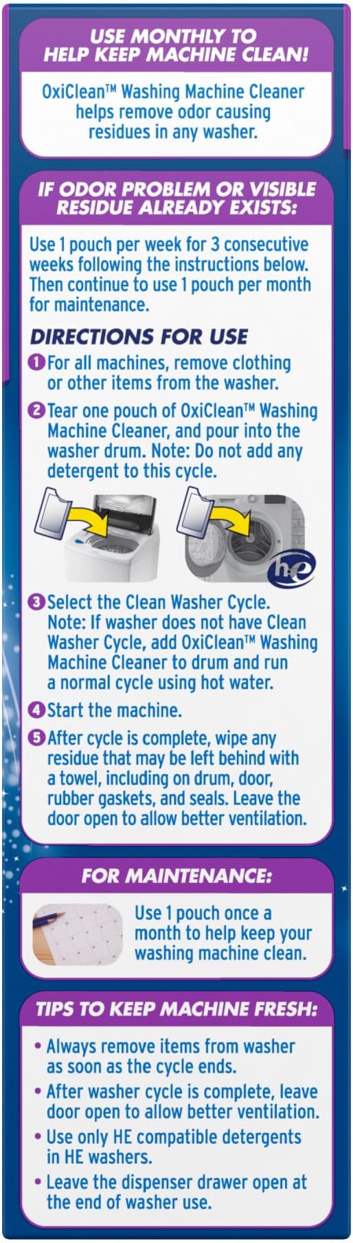 OxiClean Washing Machine Cleaner with Odor Blasters, 4 Count
