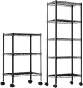 DUMOS 2 Pack 3Tier 5Tier Metal Shelving, Heavy Duty Shelves Wire Shelving Unit with Removable Wheel Casters, Shelves Organizer for Bathroom Garage Living Room Kitchen Pantry Laundry