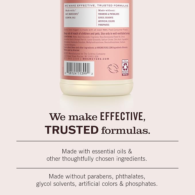 MRS. MEYER'S CLEAN DAY Multi-Surface Everyday Cleaner, Rose Scent, 16 Fl Oz Bottle