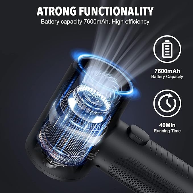 Compressed air Duster, Yomile 2 in 1 120000RPM Cordless Air Duster with 7600mAh Battery Dust Blower for Keyboard Cleaner,Rechargeable Air Blower