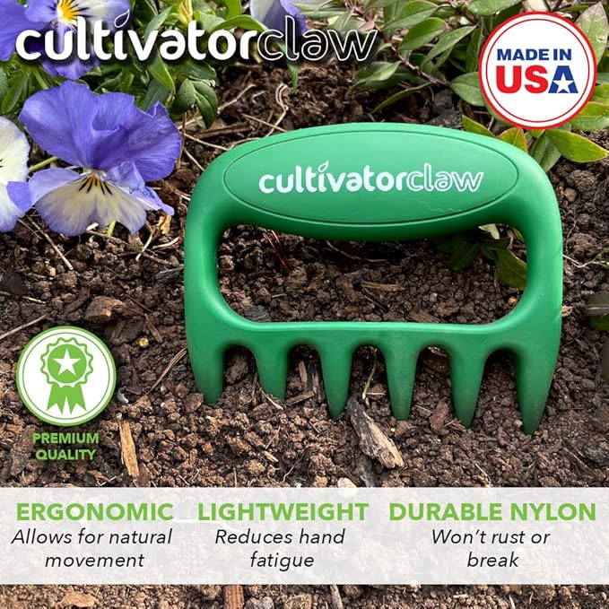 Bear Paws Cultivator Claw - Ergonomic Gardening Tools - Hand Held Garden Tool - Hand Rake - Strong Nylon Weeder - Manual Weeding, Aerating, Cultivating…