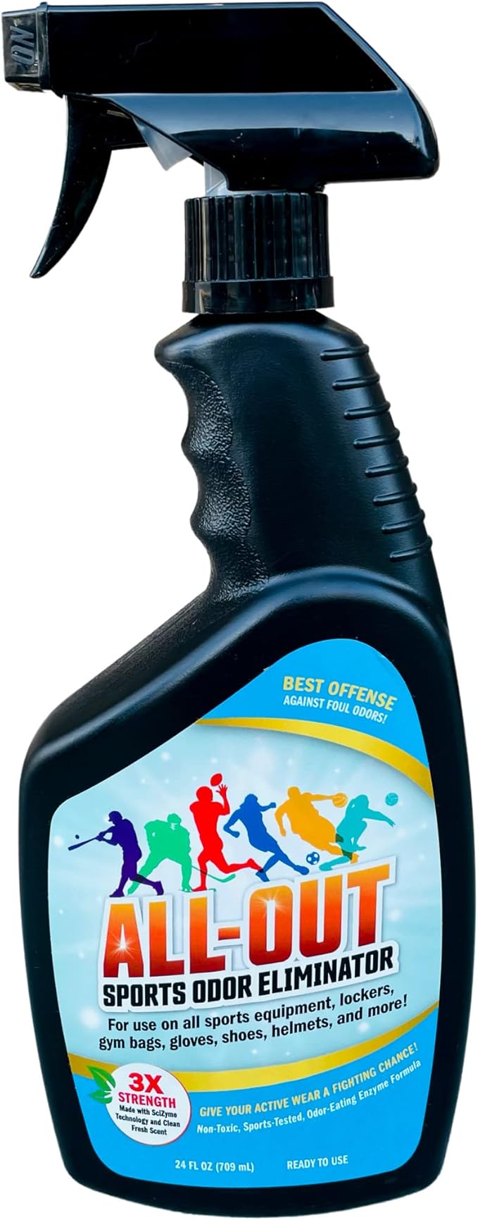 All-Out Sports Odor Eliminator Spray & Deodorizer | Perfect for Smelly Gloves, Hat, Bags, Helmets, Jerseys, Pads, Gear, Shoe & All Other Odors.| Best Formula | 24 oz Spray Bottle (AO503) | Fresh Scent