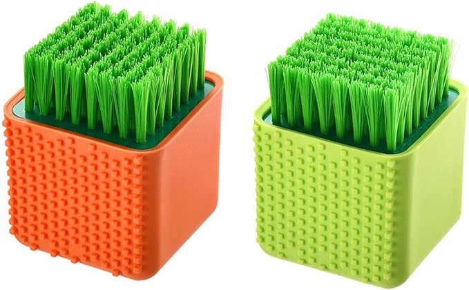 2 Pack Silicone Laundry Brush Scrub Multi-use Household Cloth Washing Brush Dual-use Scrubbing Brush for Clothes Underwear Shoes, Plastic Soft Cleaning Tool