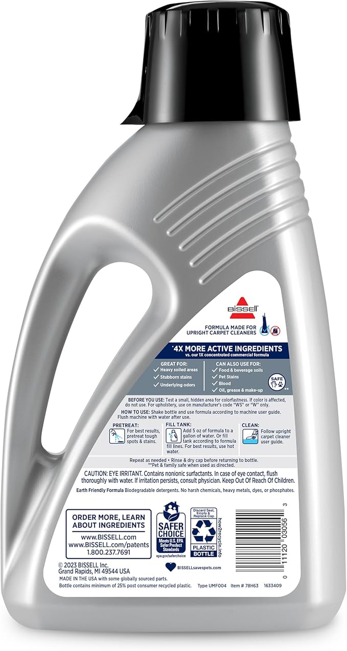 Bissell 78H63 Deep Clean Pro 4X Deep Cleaning Concentrated Carpet Shampoo,48 ounces - Silver,(Pack of 2)