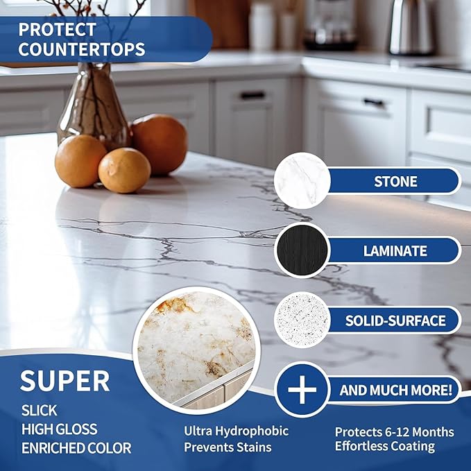 Home Ceramic Coating Spray Kit - Shine, Seal & Protect Kitchen & Bath Surfaces, High-Gloss, Repels Stains & Grime Effective - Great for Stainless Steel, Sinks, Countertops, Glass, and More -3PACK