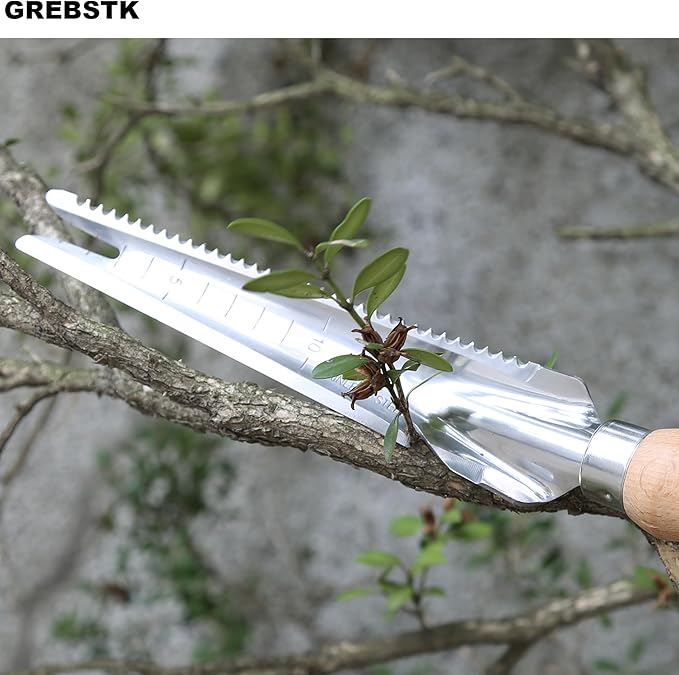 GREBSTK Garden Manual Weeding Tools Stainless Steel Beech Handle Shovel for Weeding, Cultivating, Transplanting, Digging