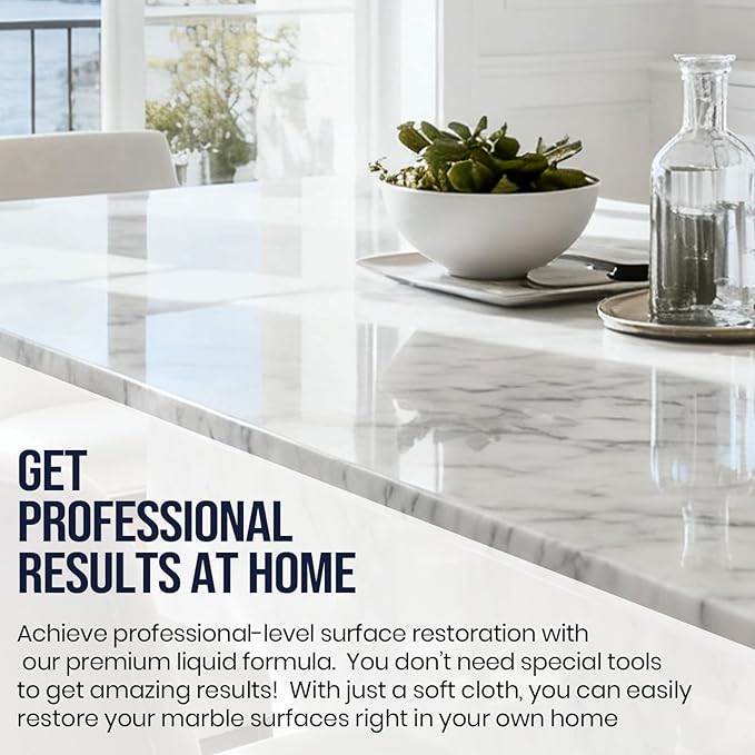 Professional Marble Etch Remover 8.8 fl. oz, Effective on Limestone, Travertine, Alabaster & Onyx, Removes Stains, Dull Spots, Water Rings & Light Scratches, Dust-Free Polishing