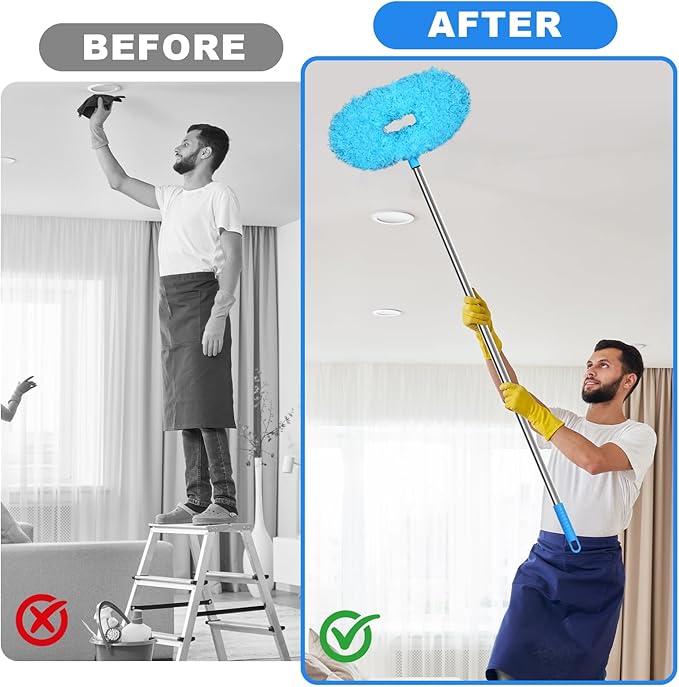 Storystore Ceiling Fan Cleaner Duster - Adjustable Duster with Extension Pole,Dusters for Cleaning Fan Blade, Walls and Cobweb (Blue)