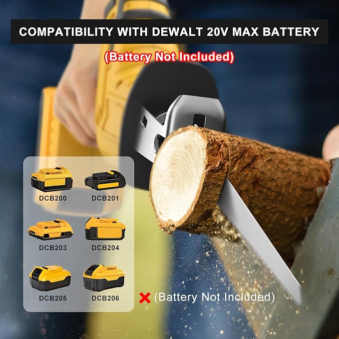 Cordless Reciprocating Saw for Dewalt 20V Battery, 150W Power Brush Reciprocating Saws, 0-3500 SPM Variable Speed, 4 Saw Blades Kit Cutting Tool for Wood Metal PVC (Battery Not Included)