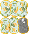Sponge Set in Lemon Yellow, 6 Pack Super Absorbent Washable Reusable Cleaning Sponges Made from Recycled Materials, Durable Eco Friendly Kitchen Sponges
