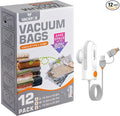 12 Pack Vacuum Bags for Travel with USB & TYPE C Pump,Compression Packing Cubes for Luggage,Carry-on Space Saver Vacuum Seal Bags&Vacuum Storage Bags for Vacation(Grey)
