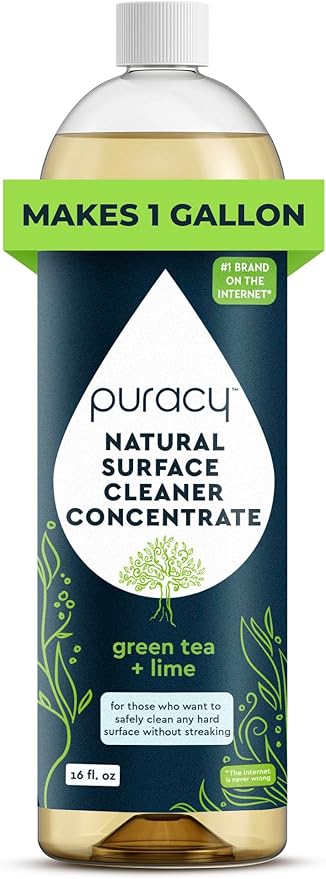 Puracy Multi-Surface Cleaner Concentrate - Plant-Powered All Purpose Cleaner - Surface Cleaner Solution As Seen on TikTok (Green Tea + Lime, 16 fl oz, 1 Pack)
