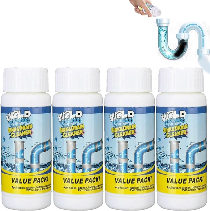 Upgraded Drain Cleaner, Wild Tornado Sink And Drains, Fast Foaming, Multi-functional Pipe Cleaning Tool for Home Kitchen Toilet (4pcs)