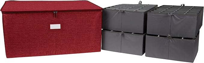 Covermates Keepsakes - Adjustable Zip-Top Storage Box - Configurable FlexGrid Compartments - Heavy Duty Polyester- Reinforced Handles - Stackable Design - Indoor Storage, Red Heather