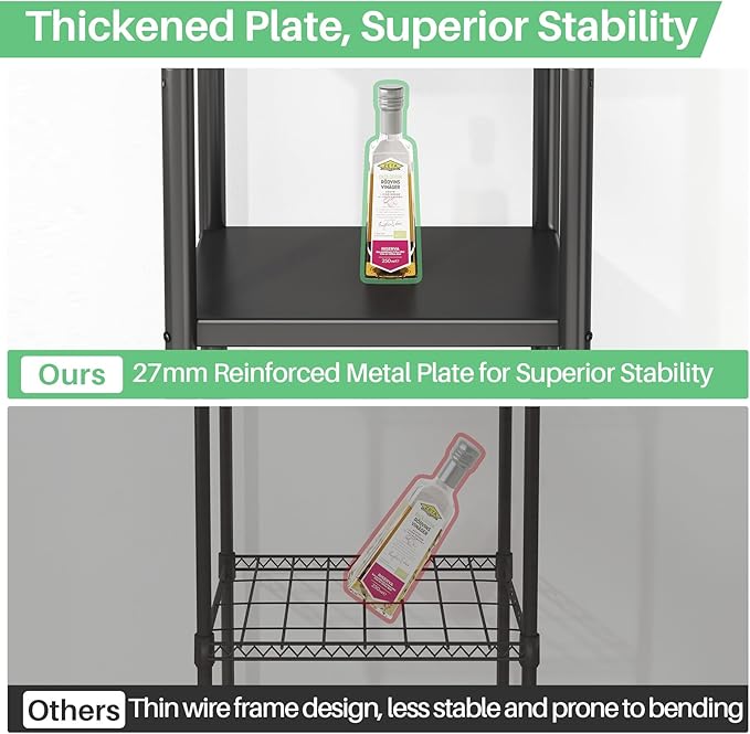 PXRACK 5-Tier Kitchen Storage Shelves, Adjustable Metal Shelves for Storage Pantry Shelves with Rolling Wheels, Storage Rack Shelving Unit Organizer for Bedroom Laundry Closet