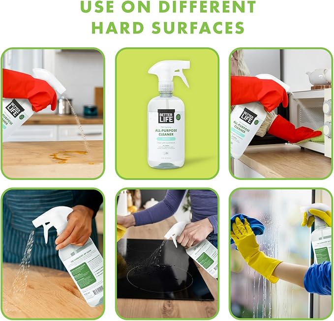 Better Life All Purpose Cleaner - Multipurpose Home and Kitchen Cleaning Spray for Glass, Countertops, Appliances, Upholstery & More - Multi-surface Spray Cleaner - 24oz (Pack of 2) Unscented
