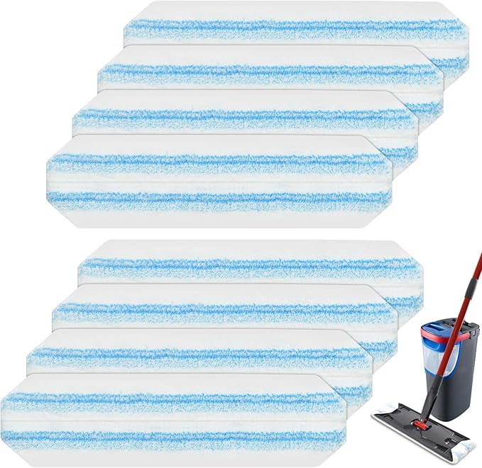 8 Pack Mop Pads Replacements Compatible with O Cedar H2prO Flat Mop System Microfiber Mop Refills for O Cedar H2pro Flat Mop,Washable & Reusable Mop Heads Replacement for Ocedar H2Pro Mop Floor Clean