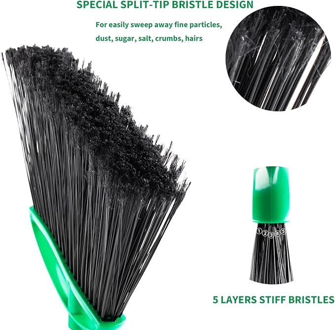 2 Pack Heavy Duty Brooms, 55" Long Handle Indoor Outdoor Angle Broom Set, Household Commercial Floor Cleaning, for Sweeping Home, Kitchen, Deck, Garage, Patio - Green