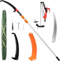 VINGLI 12ft Manual Pole Saws, Extendable Tree Trimmers Long Handle Pruner, 2Pcs Sharp Blade and Scissors, Long Tree Pruner with 2-section for Pruning Palms and Shrubs
