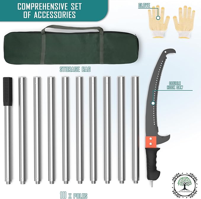 Pole Saws for Tree Trimming, 15ft Extendable Long Tree Trimmers Long Handle Pruner, Sharp Steel Blade, Tree Pruner, Tree Saw