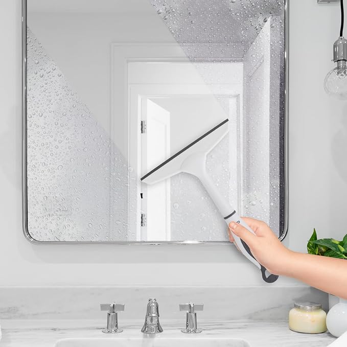Superio Rubber Squeegee, Streak Free All Purpose Window Squeegee, Comfort Grip Handle and Hanging Hook (Grey, 6 Inch)
